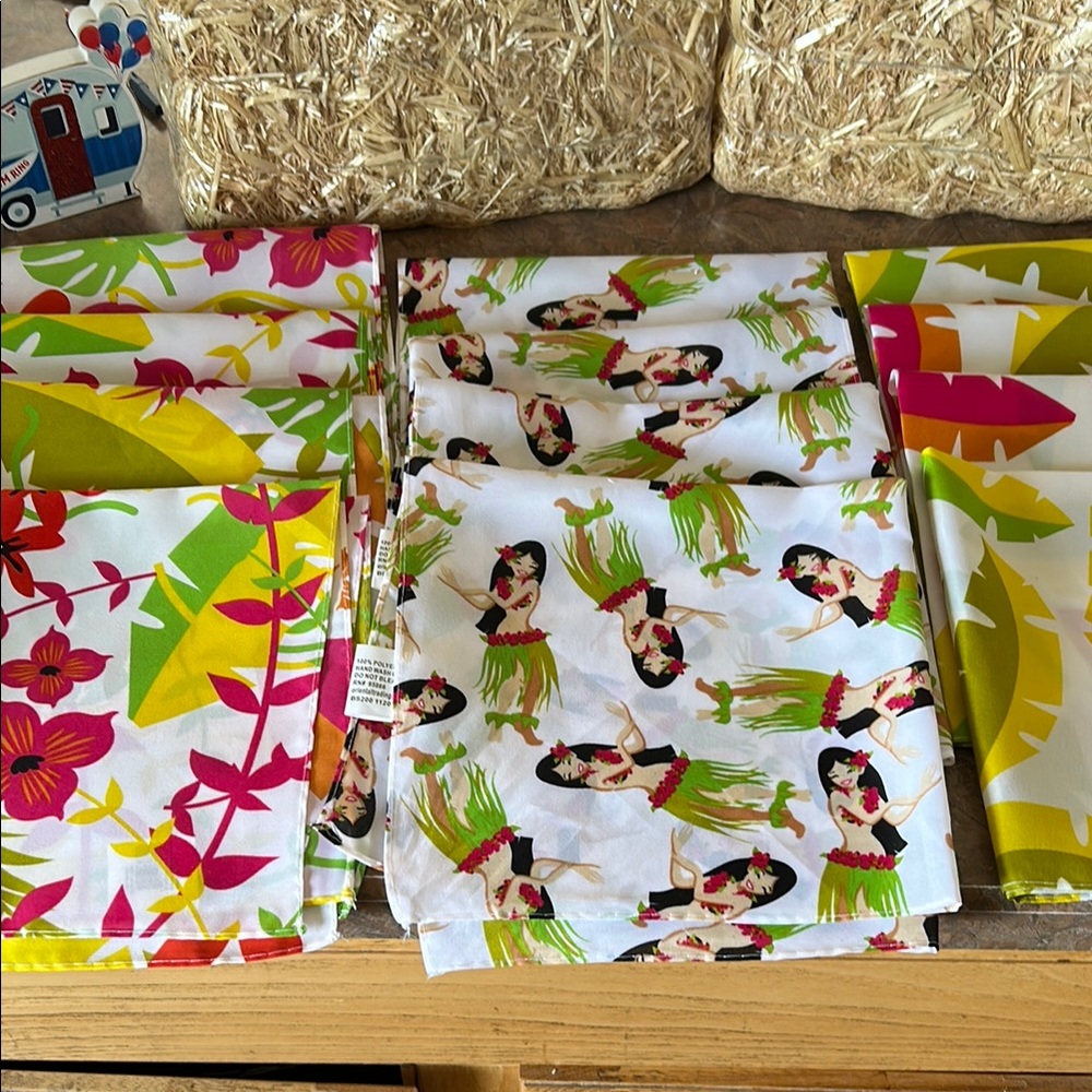 Colorful Tropical Print Bandanas Lot of 12 In Three Prints